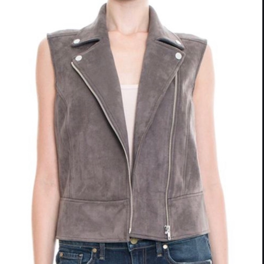 Level 99 Faux suede moto-style vest